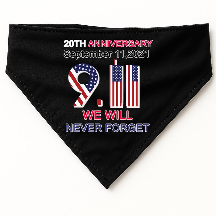 9/11 20th Anniversary We Will Never Forget USA-Made Doggie Bandana