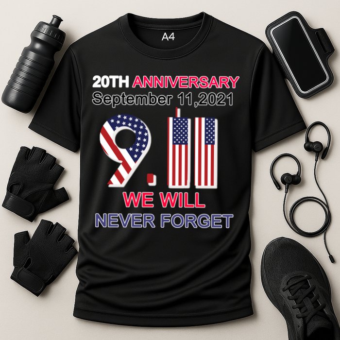 9/11 20th Anniversary We Will Never Forget Cooling Performance Crew T-Shirt