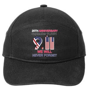 9/11 20th Anniversary We Will Never Forget 7-Panel Snapback Hat