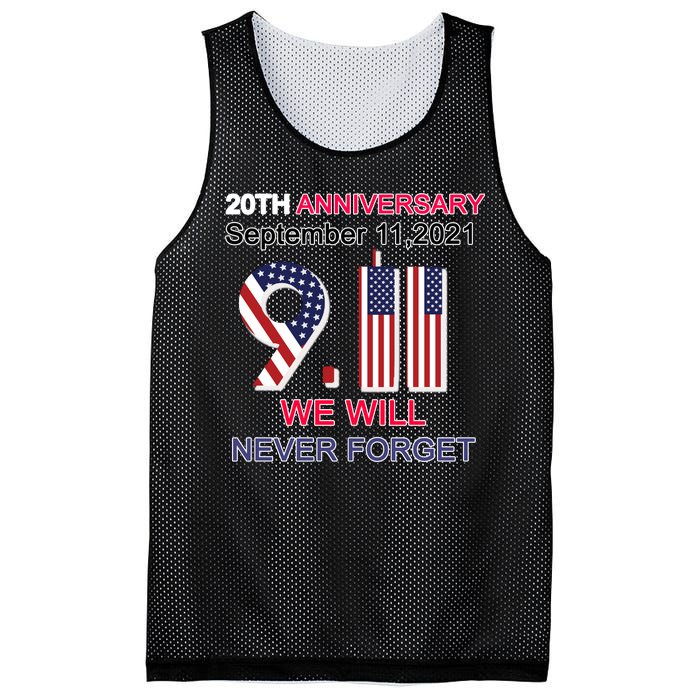 9/11 20th Anniversary We Will Never Forget Mesh Reversible Basketball Jersey Tank