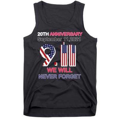 9/11 20th Anniversary We Will Never Forget Tank Top