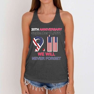 9/11 20th Anniversary We Will Never Forget Women's Knotted Racerback Tank