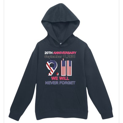 9/11 20th Anniversary We Will Never Forget Urban Pullover Hoodie