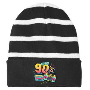 90S Striped Beanie with Solid Band