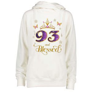 93 And Blessed 93 Years Old Birthday 93rd Birthday Womens Funnel Neck Pullover Hood