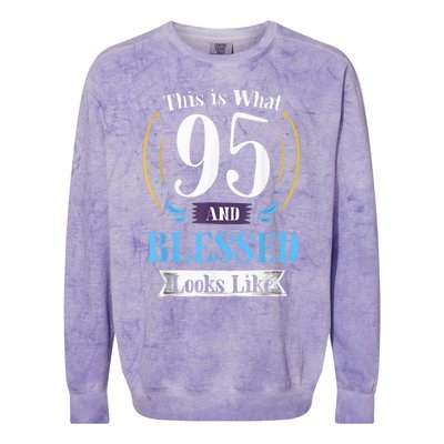 95 and Blessed 95th Birthday Present Gift for  Wo Shirt Colorblast Crewneck Sweatshirt