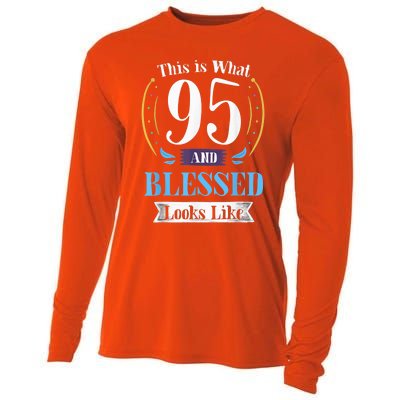 95 and Blessed 95th Birthday Present Gift for  Wo Shirt Cooling Performance Long Sleeve Crew