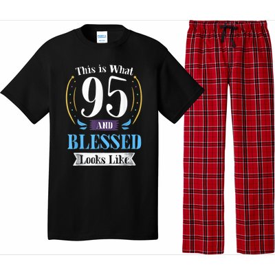 95 and Blessed 95th Birthday Present Gift for  Wo Shirt Pajama Set