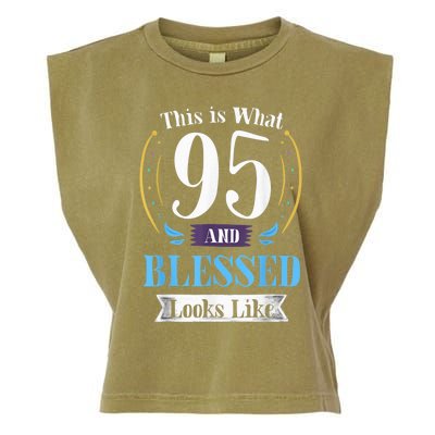 95 and Blessed 95th Birthday Present Gift for  Wo Shirt Garment-Dyed Women's Muscle Tee