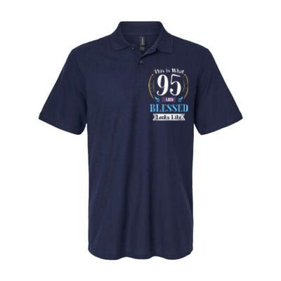 95 and Blessed 95th Birthday Present Gift for  Wo Shirt Softstyle Adult Sport Polo