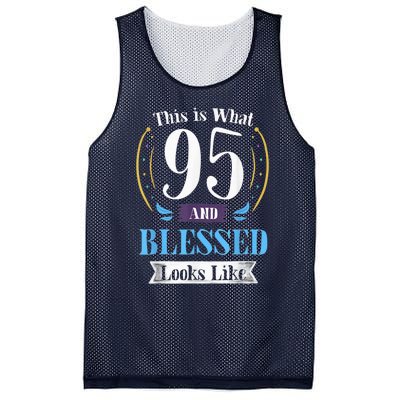 95 and Blessed 95th Birthday Present Gift for  Wo Shirt Mesh Reversible Basketball Jersey Tank