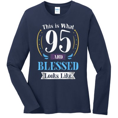 95 and Blessed 95th Birthday Present Gift for  Wo Shirt Ladies Long Sleeve Shirt