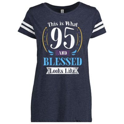 95 and Blessed 95th Birthday Present Gift for  Wo Shirt Enza Ladies Jersey Football T-Shirt