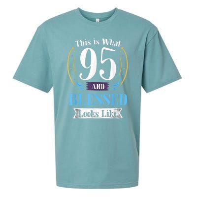 95 and Blessed 95th Birthday Present Gift for  Wo Shirt Sueded Cloud Jersey T-Shirt