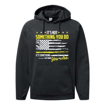 911 American Flag Dispatcher USA Thin Gold Line Operator Performance Fleece Hoodie