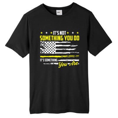 911 American Flag Dispatcher USA Thin Gold Line Operator Tall Fusion ChromaSoft Performance T-Shirt