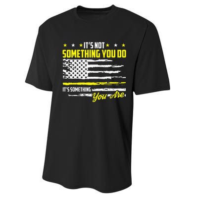 911 American Flag Dispatcher USA Thin Gold Line Operator Performance Sprint T-Shirt