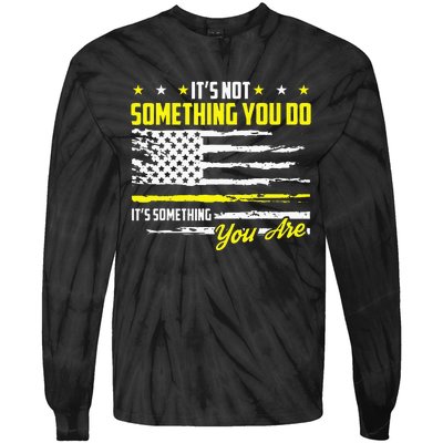 911 American Flag Dispatcher USA Thin Gold Line Operator Tie-Dye Long Sleeve Shirt