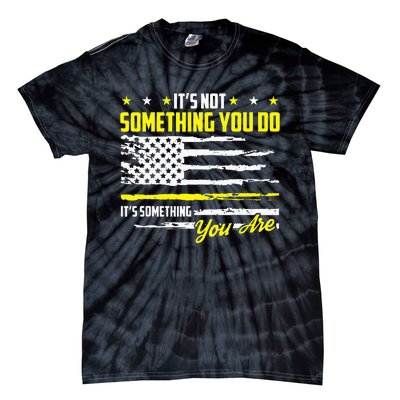 911 American Flag Dispatcher USA Thin Gold Line Operator Tie-Dye T-Shirt