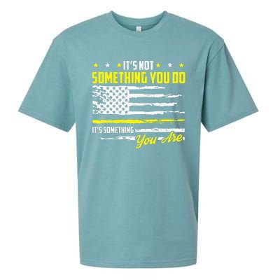 911 American Flag Dispatcher USA Thin Gold Line Operator Sueded Cloud Jersey T-Shirt