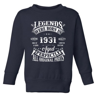 91 Birthday 1931 Gift Vintage 91 Birthday Toddler Sweatshirt