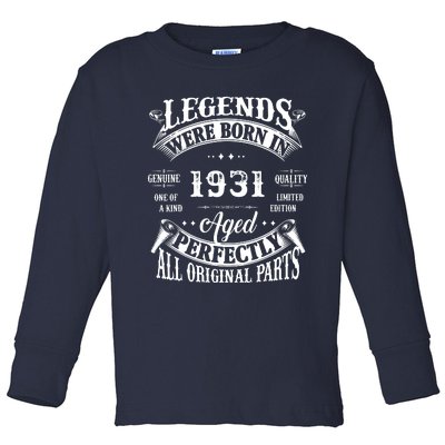 91 Birthday 1931 Gift Vintage 91 Birthday Toddler Long Sleeve Shirt