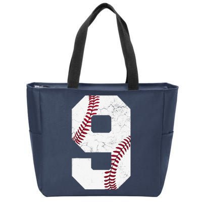 9th Birthday 2014 Baseball Nine 9 Ninth Gift Zip Tote Bag