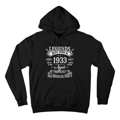 91st Birthday 91 Years Old Vintage Legends Born In 1933 Hoodie