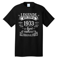 91st Birthday 91 Years Old Vintage Legends Born In 1933 Tall T-Shirt