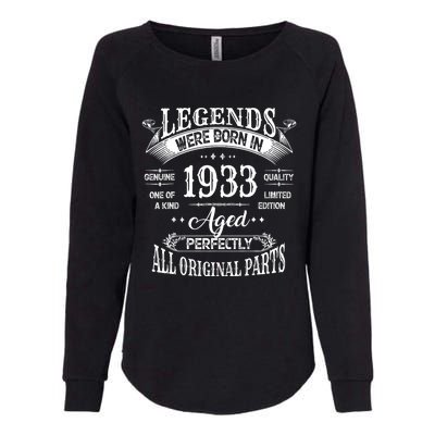 91st Birthday 91 Years Old Vintage Legends Born In 1933 Womens California Wash Sweatshirt