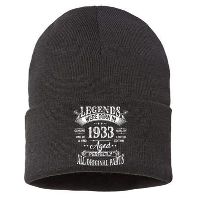 91st Birthday 91 Years Old Vintage Legends Born In 1933 Sustainable Knit Beanie