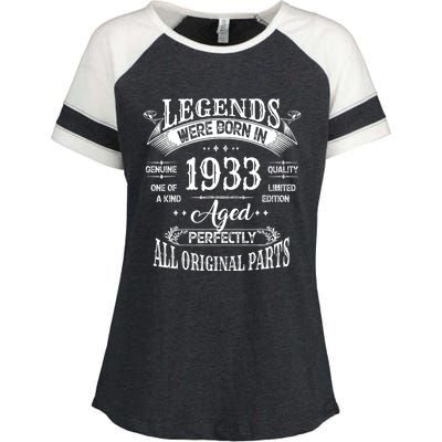 91st Birthday 91 Years Old Vintage Legends Born In 1933 Enza Ladies Jersey Colorblock Tee