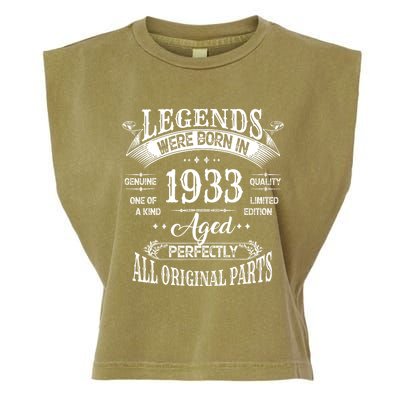 91st Birthday 91 Years Old Vintage Legends Born In 1933 Garment-Dyed Women's Muscle Tee