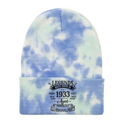 91st Birthday 91 Years Old Vintage Legends Born In 1933 Tie Dye 12in Knit Beanie