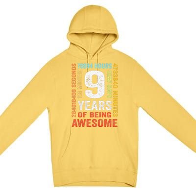 9th Birthday 9 Years Old Vintage Retro 108 Months Boy Girl Premium Pullover Hoodie