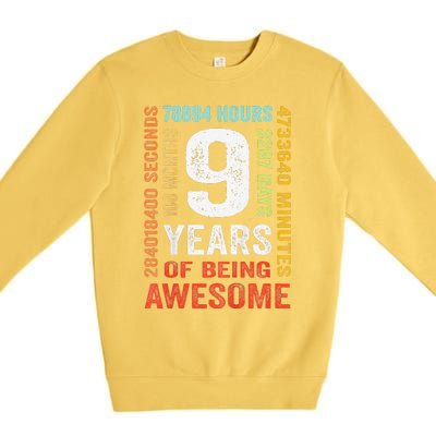 9th Birthday 9 Years Old Vintage Retro 108 Months Boy Girl Premium Crewneck Sweatshirt