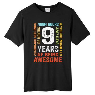 9th Birthday 9 Years Old Vintage Retro 108 Months Boy Girl Tall Fusion ChromaSoft Performance T-Shirt