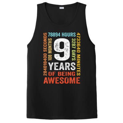 9th Birthday 9 Years Old Vintage Retro 108 Months Boy Girl PosiCharge Competitor Tank