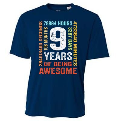 9th Birthday 9 Years Old Vintage Retro 108 Months Boy Girl Cooling Performance Crew T-Shirt