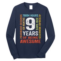 9th Birthday 9 Years Old Vintage Retro 108 Months Boy Girl Long Sleeve Shirt