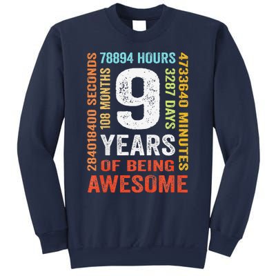 9th Birthday 9 Years Old Vintage Retro 108 Months Boy Girl Sweatshirt