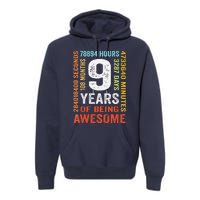 9th Birthday 9 Years Old Vintage Retro 108 Months Boy Girl Premium Hoodie