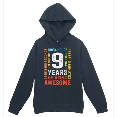 9th Birthday 9 Years Old Vintage Retro 108 Months Boy Girl Urban Pullover Hoodie