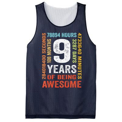 9th Birthday 9 Years Old Vintage Retro 108 Months Boy Girl Mesh Reversible Basketball Jersey Tank