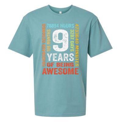 9th Birthday 9 Years Old Vintage Retro 108 Months Boy Girl Sueded Cloud Jersey T-Shirt