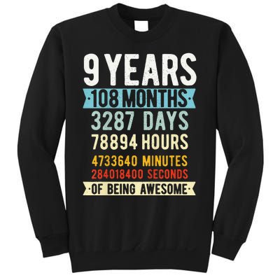 9th Birthday 9 Years Old Vintage Retro 108 Months Funny Sweatshirt