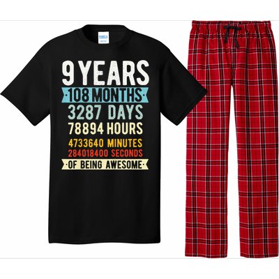 9th Birthday 9 Years Old Vintage Retro 108 Months Funny Pajama Set