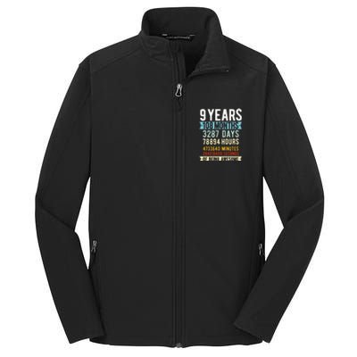 9th Birthday 9 Years Old Vintage Retro 108 Months Funny Core Soft Shell Jacket