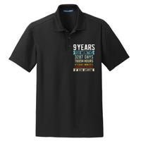 9th Birthday 9 Years Old Vintage Retro 108 Months Funny Dry Zone Grid Polo