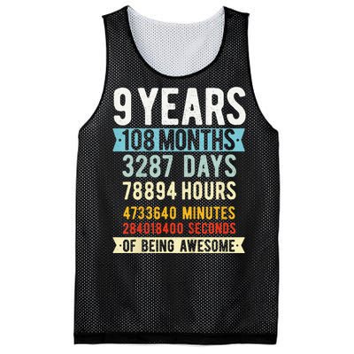 9th Birthday 9 Years Old Vintage Retro 108 Months Funny Mesh Reversible Basketball Jersey Tank